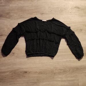 Chic Black Ruffled Women's Sweatshirt